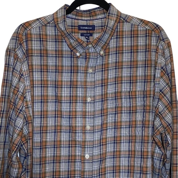 Croft & Barrow men's Size XL button down easy care brown plaid long sleeveshirt - Picture 2 of 5